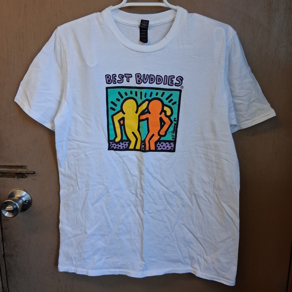 Modern Keith Haring Graphic Tee Best Buddies Medium Anvil Tag EUC